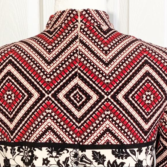 Maggy London Dress 3/4 Sleeve Mixed Print V-Neck Tie Dress Size 4 - Picture 9 of 16